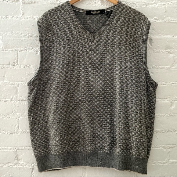 Bachrach Other - Mens Vintage Cotton Linen Blend Sweater Vest V-Neck Made In Italy Size XL Tan